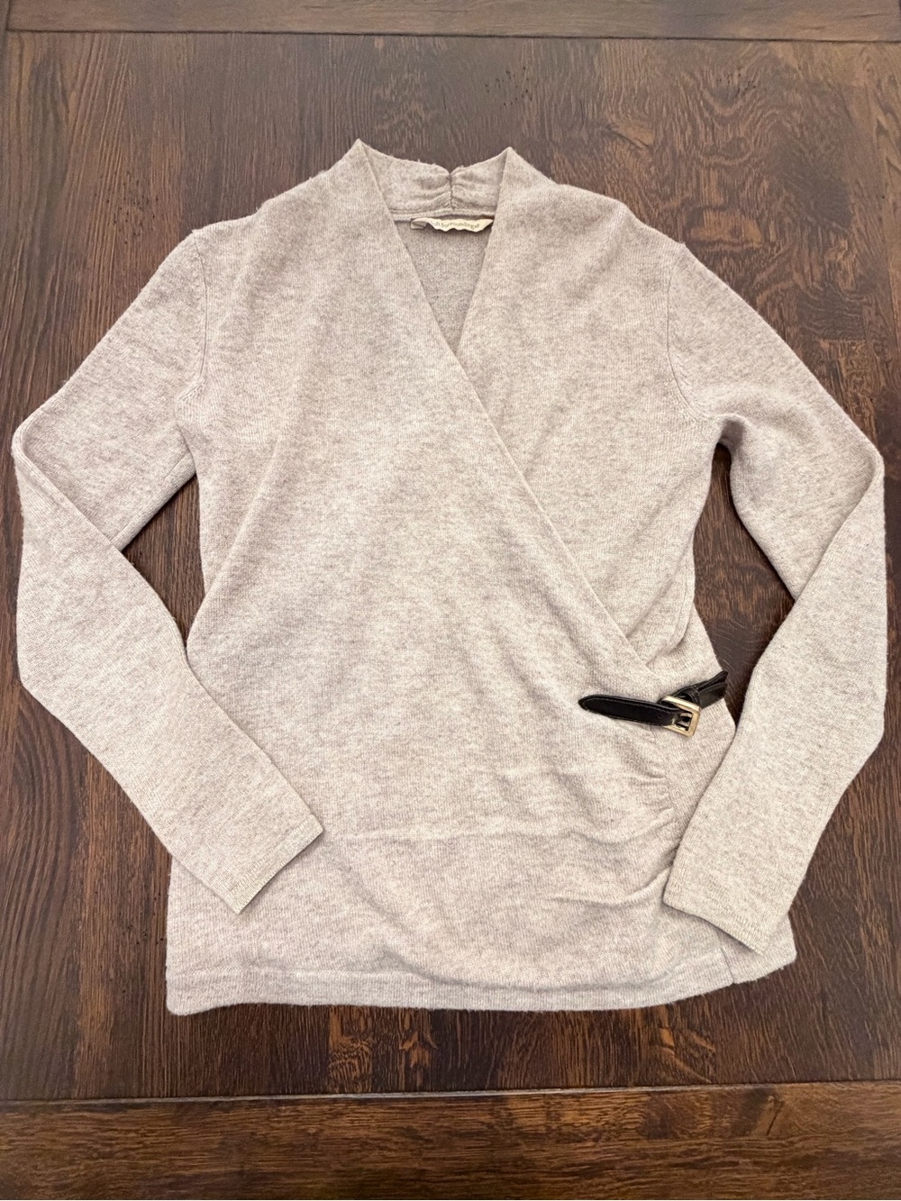 Cashmere Women's Wrap-Style Sweater Pullover - Light Taupe